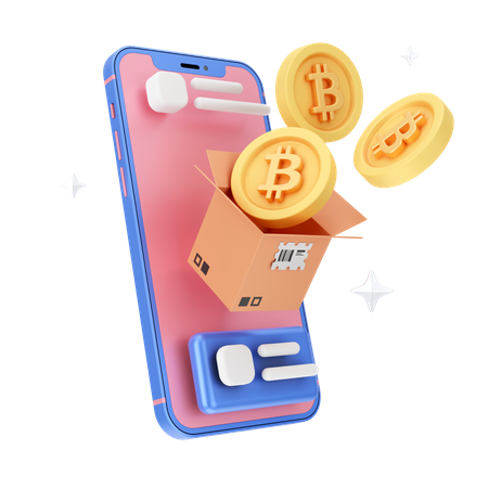 Bitcoins en línea  3D Icon