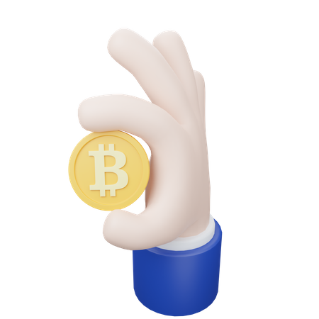 Bitcoin en main  3D Icon