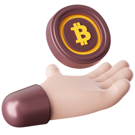 Bitcoin en mano  3D Icon