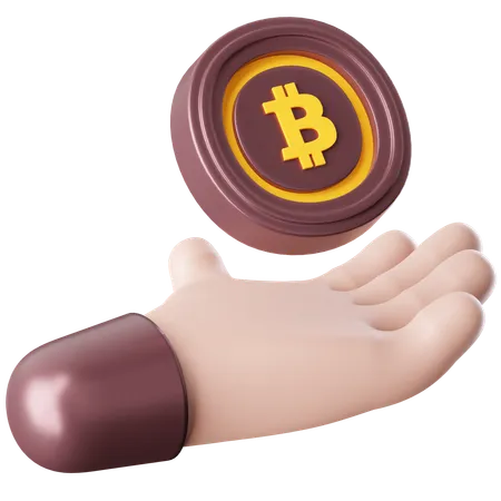 Bitcoin en mano  3D Icon