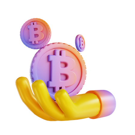 Bitcoin en manos  3D Illustration