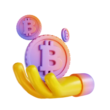 Bitcoin en manos  3D Illustration