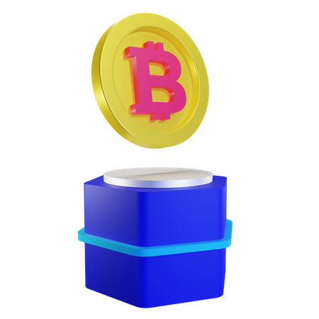 Bitcoin en el podio  3D Illustration