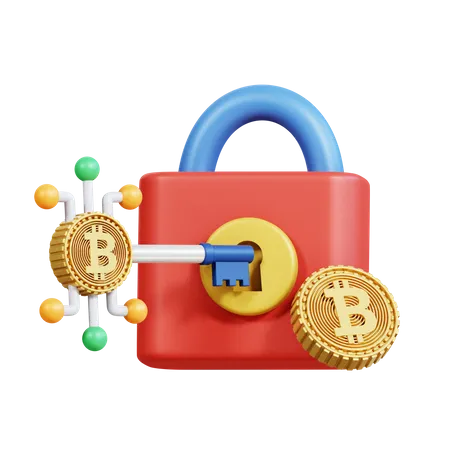 Bitcoin Encryption Key  3D Icon