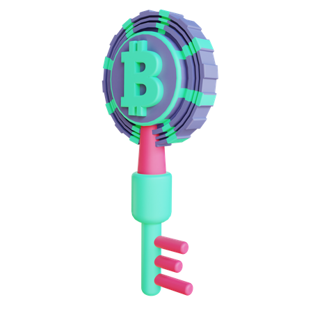 Bitcoin encryption key  3D Illustration