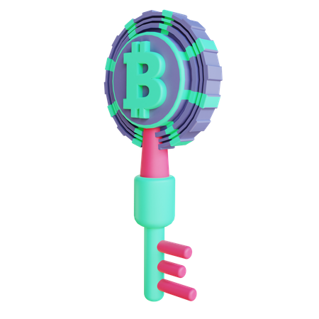 Bitcoin encryption key 3D Illustration