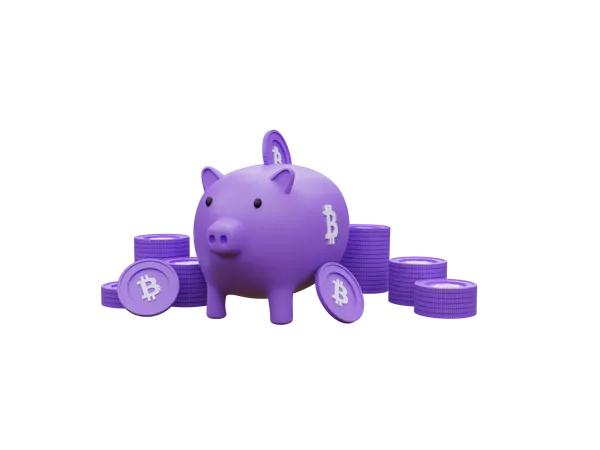 Économies de bitcoins  3D Illustration