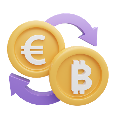 Bitcoin Euro Exchange  3D Icon