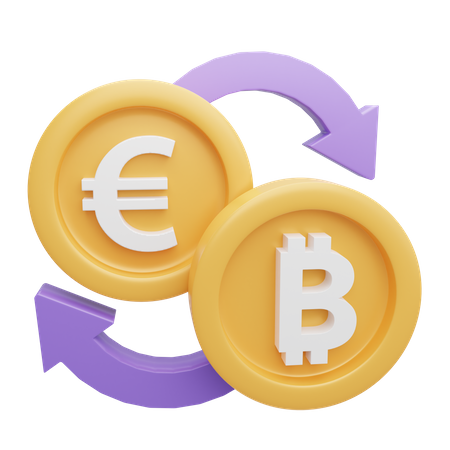 Bitcoin Euro Exchange  3D Icon