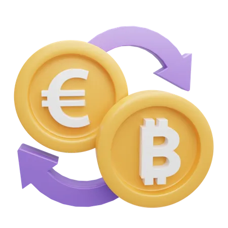 Troca de Bitcoin Euro  3D Icon