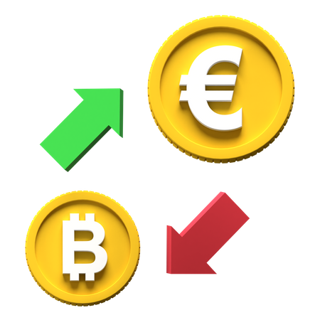 Intercambio de euros Bitcoin  3D Illustration