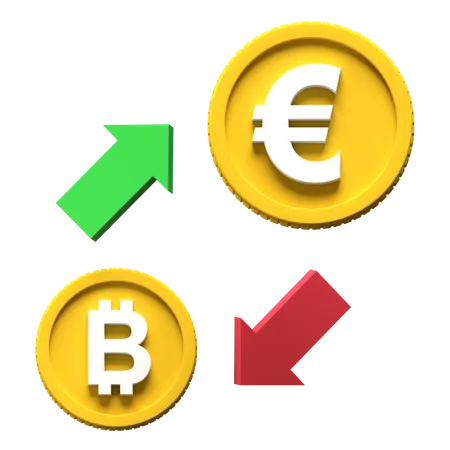 Intercambio de euros Bitcoin  3D Illustration