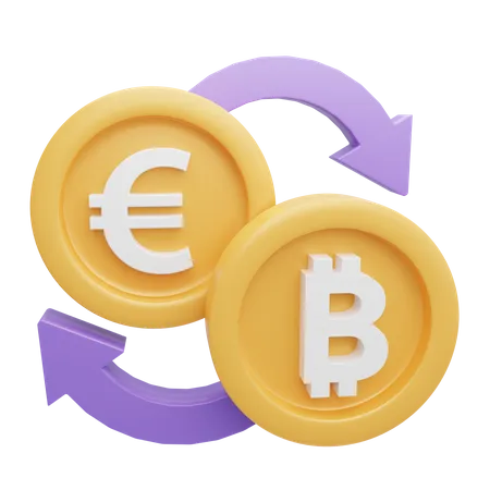 Intercambio de euros Bitcoin  3D Icon