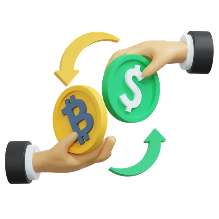 Bitcoin Transfer Owner Exchange 3 D Crypto Icon Illustration 3D Icon