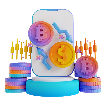 Bitcoin Exchange App  3D Illustration