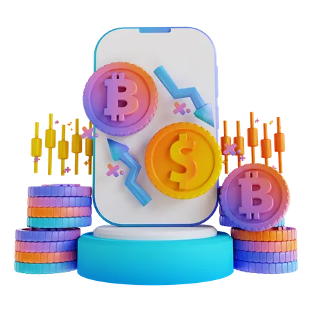 Bitcoin Exchange App  3D Illustration