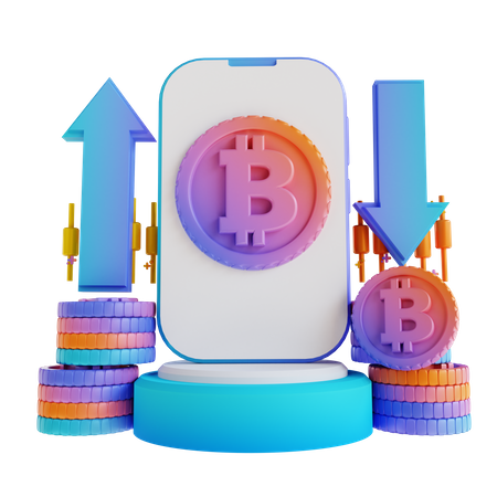 Bitcoin Exchange App 3D Illustration