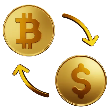 Dollar d'échange de bitcoins  3D Illustration