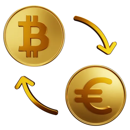 Échange de bitcoins euros  3D Illustration