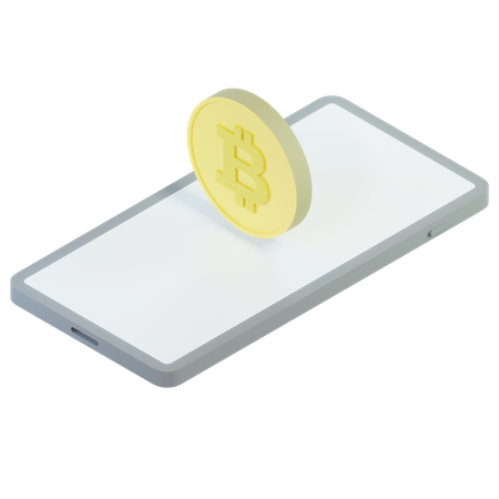 Bitcoin flotando en el móvil  3D Icon