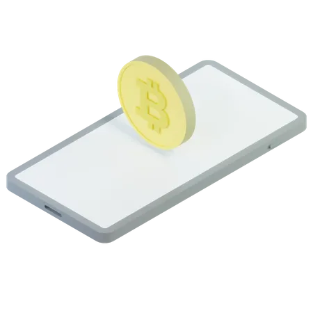 Bitcoin flottant sur mobile  3D Icon