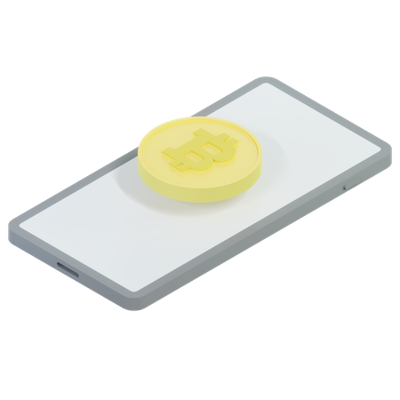 Bitcoin flutuando no telefone  3D Icon