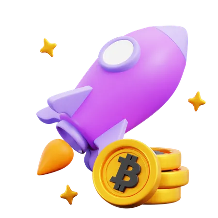 Fusée Bitcoin  3D Icon