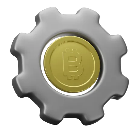 Engrenagem bitcoin  3D Illustration