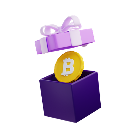 Bitcoin-Geschenk  3D Illustration