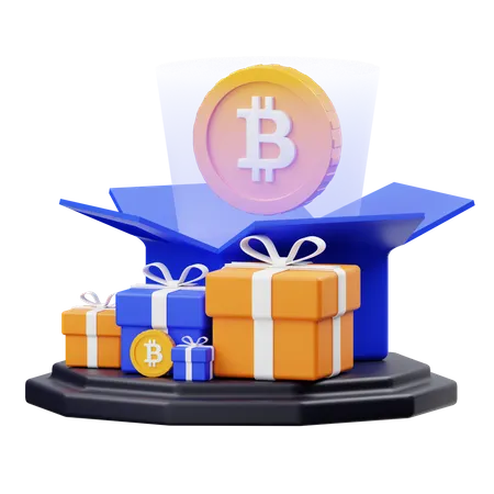 Bitcoin-Geschenke  3D Illustration