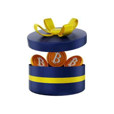 Bitcoin gift box 3D Illustration