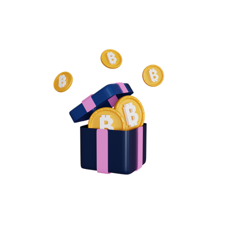 Bitcoin Gift Box 3D Illustration