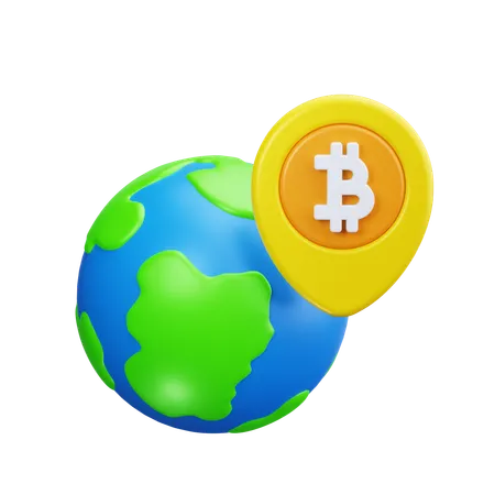 Bitcoin global  3D Icon