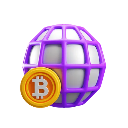 Bitcoin Global  3D Icon