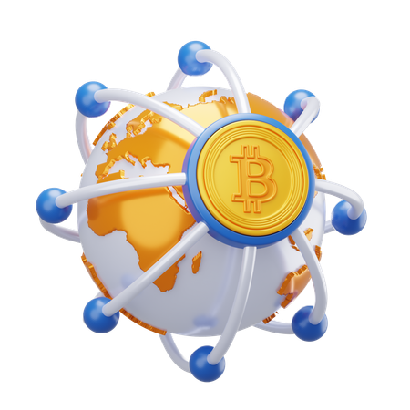 Bitcoin Global Network  3D Icon