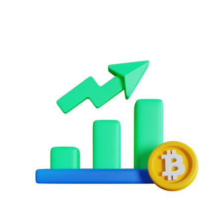 Graphique Bitcoin haussier  3D Icon