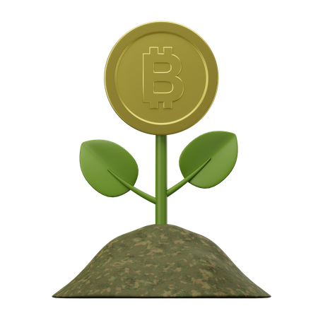 Bitcoin Growing Plant 3D Illustration