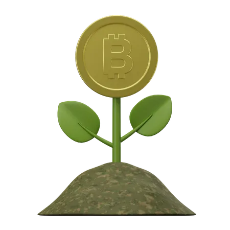 Bitcoin Growing Plant  3D Illustration