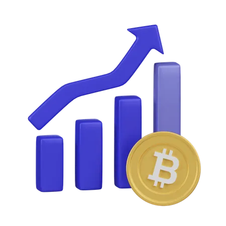 3 D Illustration Of A Rising Blue Growth Chart With A Golden Bitcoin Representing The Upward Trend In Cryptocurrency Value 3D Icon