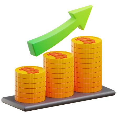 Bitcoin Growth  3D Illustration