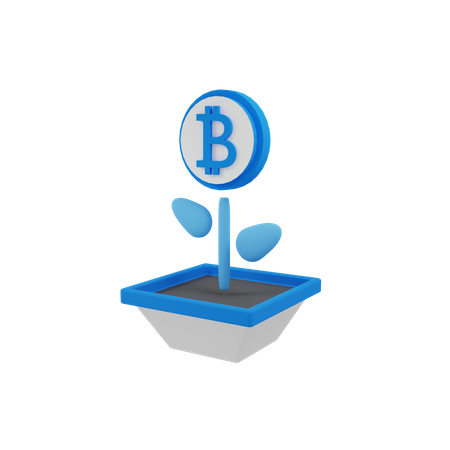 Bitcoin growth  3D Illustration