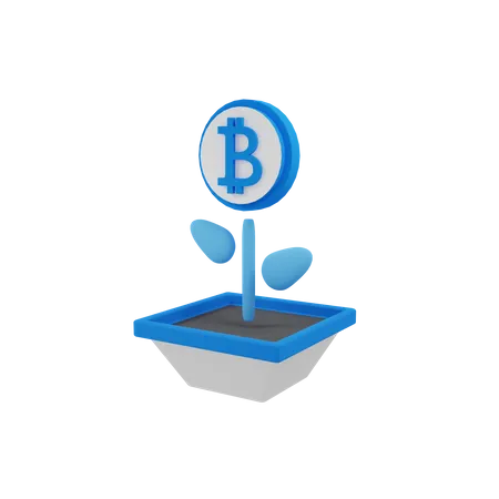 Bitcoin growth  3D Illustration
