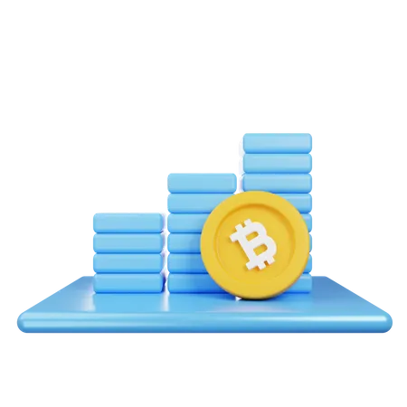 Bitcoin Growth Chart  3D Illustration