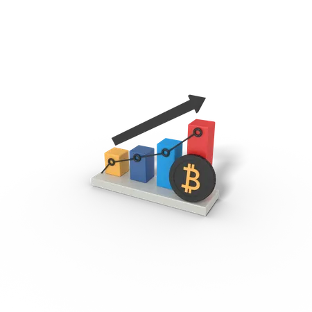 3 D Illustration Of Bitcoin Chart 3D Icon