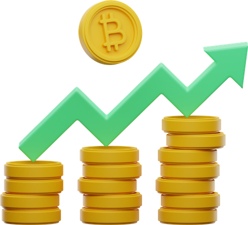 Bitcoin Growth Graph  3D Illustration