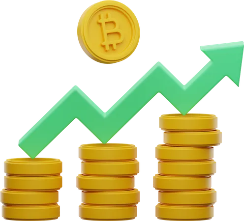 Bitcoin Growth Graph  3D Illustration