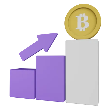 Bitcoin Growth Graph  3D Illustration