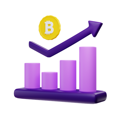 Bitcoin Growth Graph 3D Illustration