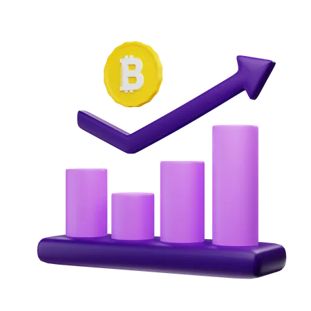 3 D Rendering Bitcoin Graph Growth Illustration Object With Transparent Background 3D Illustration