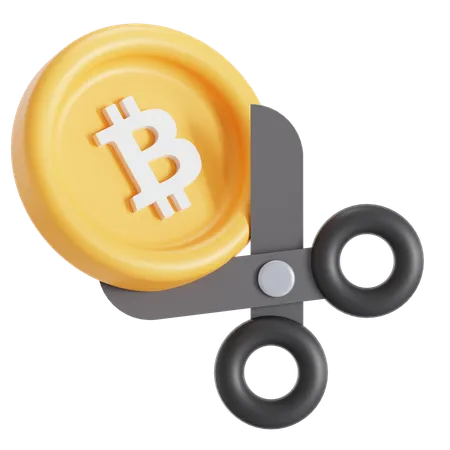 Cutting Bitcoin In Half 3D Icon